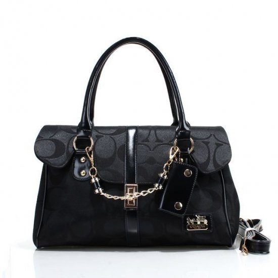 Coach Ring Chain Large Black Satchels FBY | Women